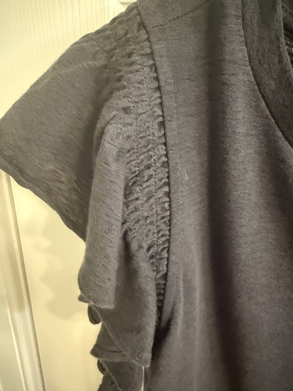 LOFT Blue Ruffle Sleeve Short-Sleeve Tee - Picture 3 of 4